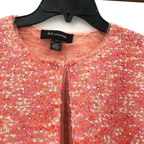 $1995 st John collection beaded confetti tweed long jacket women size 8